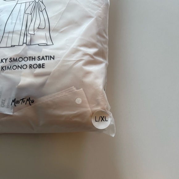 Miss to Mrs Blush/Light Pink Satin Robe with Waist Tie - Picture 2 of 7